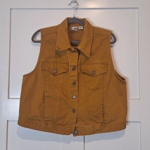 Sudden Impact Button Up Vest Trucker Style Cotton Pockets Size 18 Gold Tan